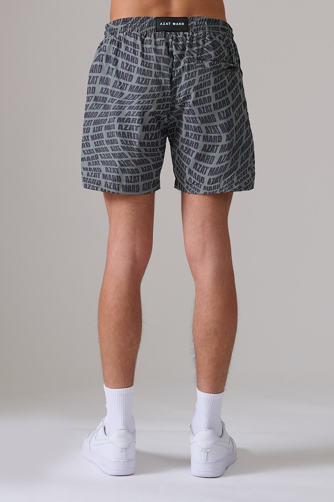 Khaki Wave Print Swim Shorts