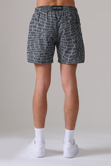 Khaki Wave Print Swim Shorts