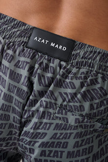 Khaki Wave Print Swim Shorts