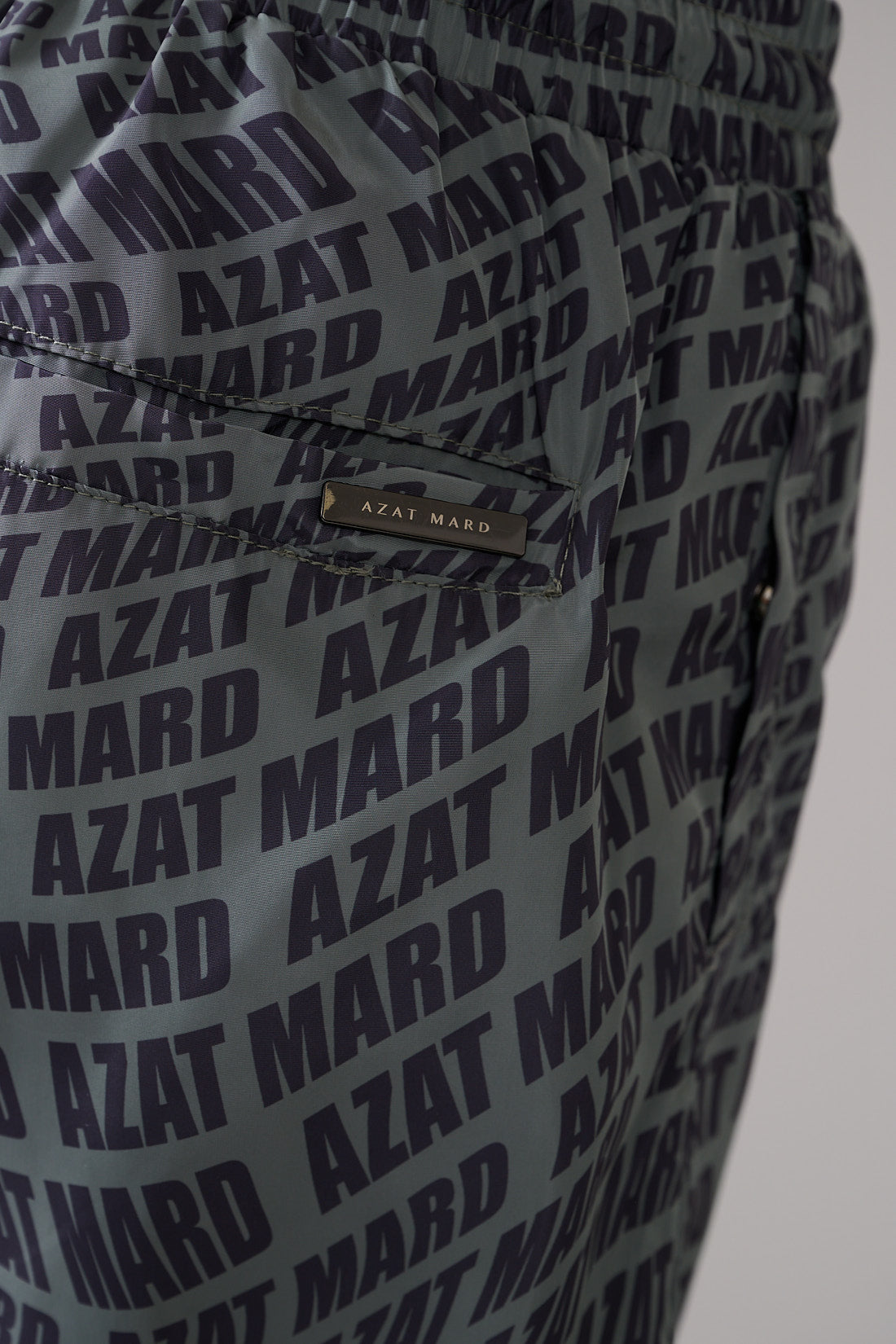 Khaki Wave Print Swim Shorts