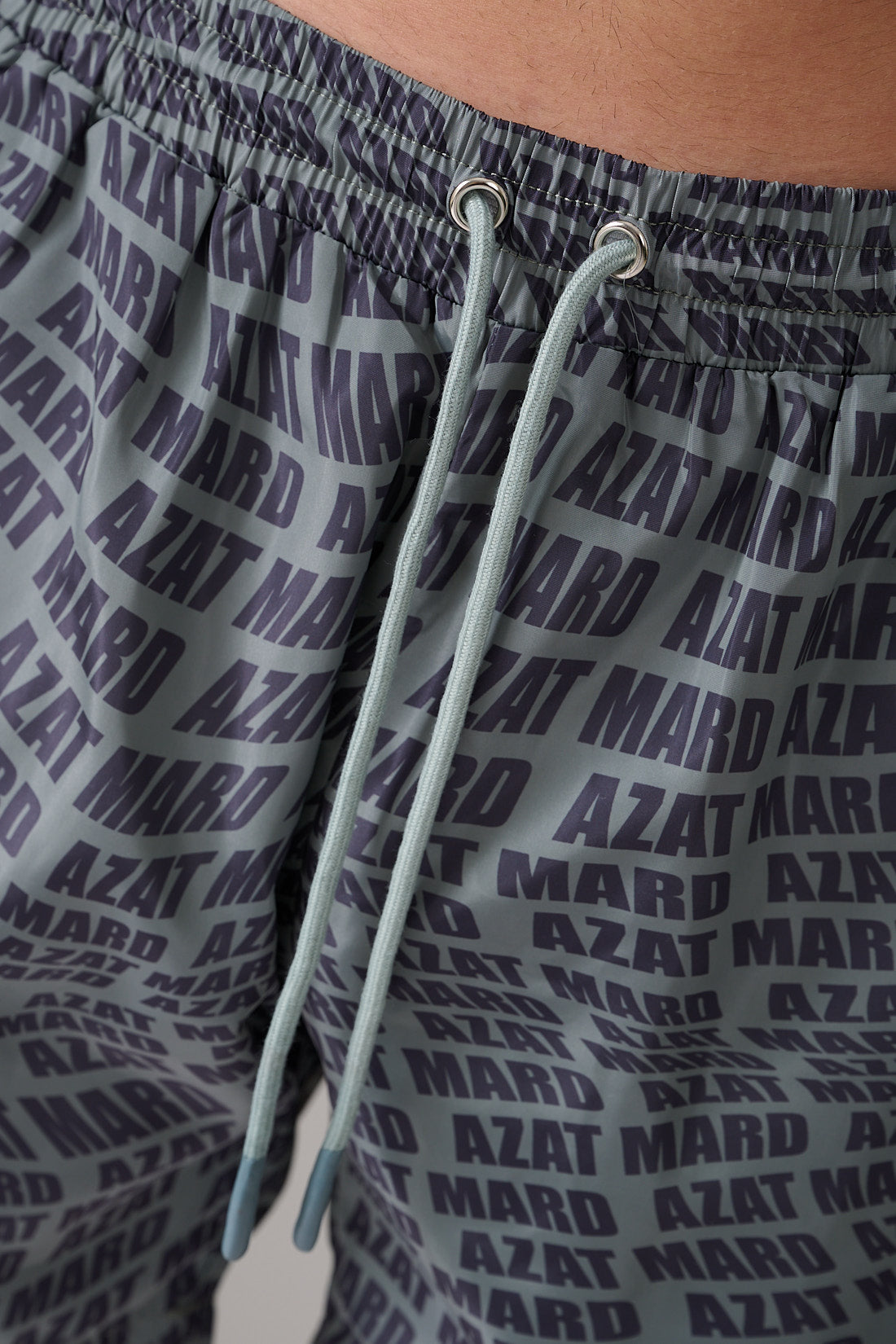 Khaki Wave Print Swim Shorts