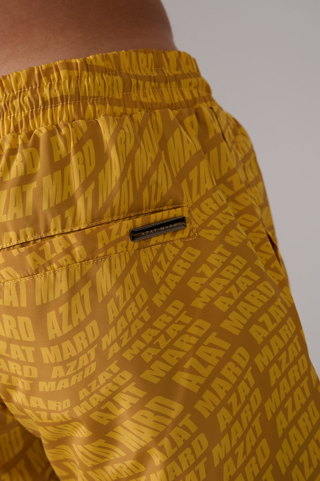Yellow Wave Print Swim Shorts