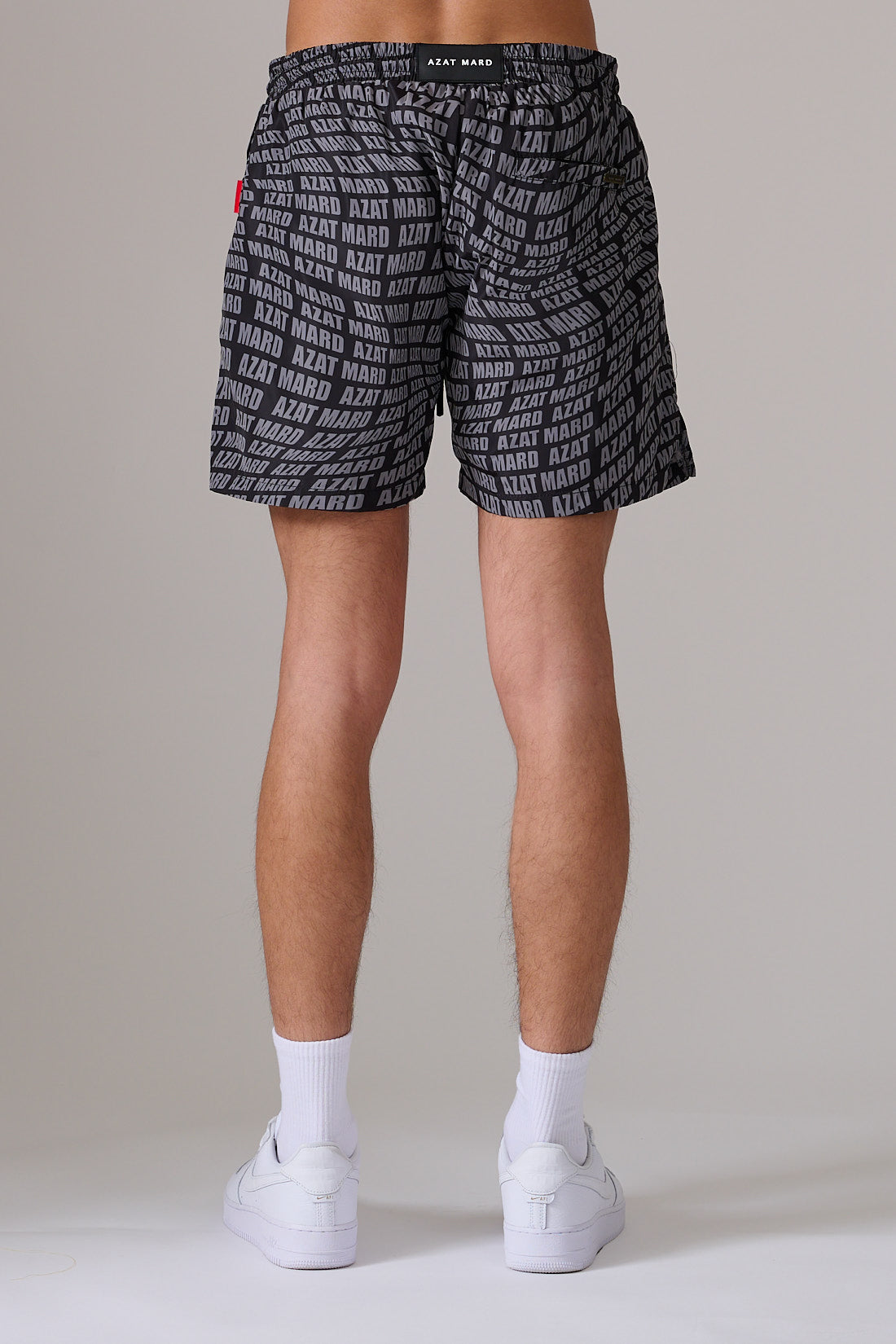 Black Wave Print Swim Shorts