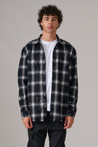 BLACK AND WHITE CHECK LOGO SHIRT