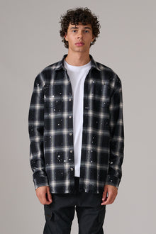 BLACK AND WHITE CHECK LOGO SHIRT
