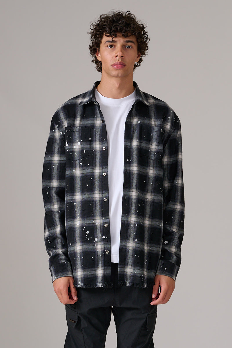 BLACK AND WHITE CHECK LOGO SHIRT