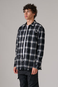 BLACK AND WHITE CHECK LOGO SHIRT