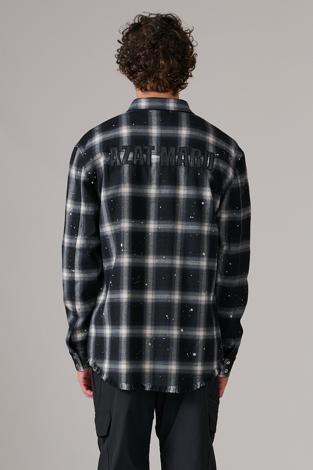 BLACK AND WHITE CHECK LOGO SHIRT