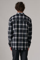 BLACK AND WHITE CHECK LOGO SHIRT