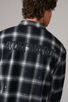 BLACK AND WHITE CHECK LOGO SHIRT
