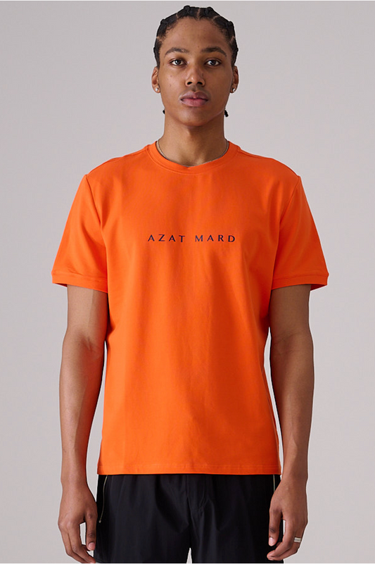 ORANGE SLIM-FITTED PRINTED COTTON JERSEY T-SHIRT