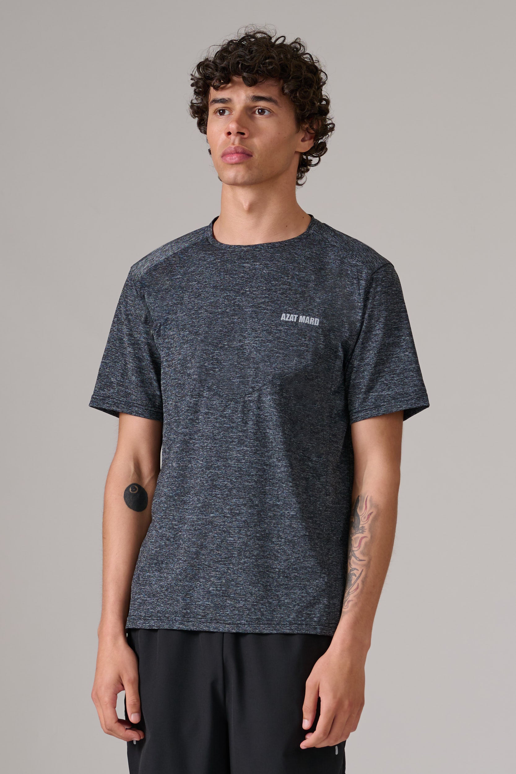 BLACK/GREY MARL ACTIVEWEAR T-SHIRT
